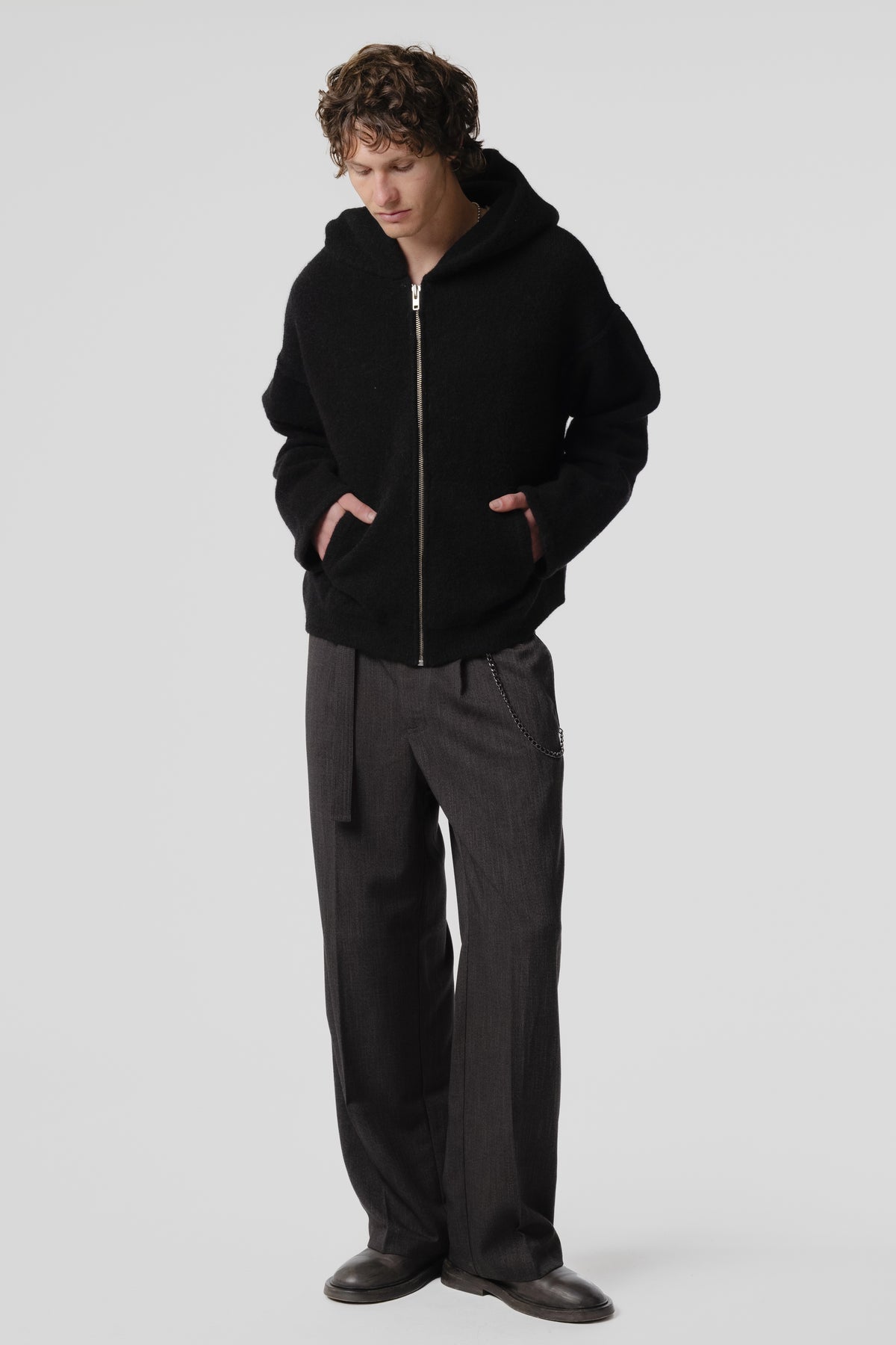 Knit Zip Hood - Black