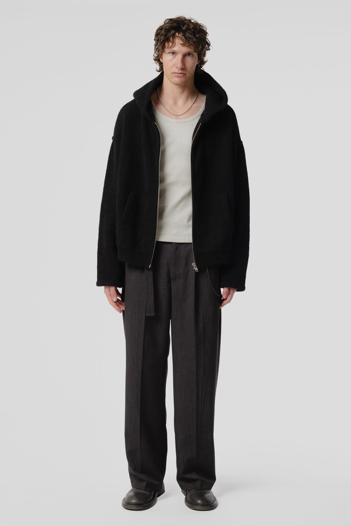 Knit Zip Hood - Black