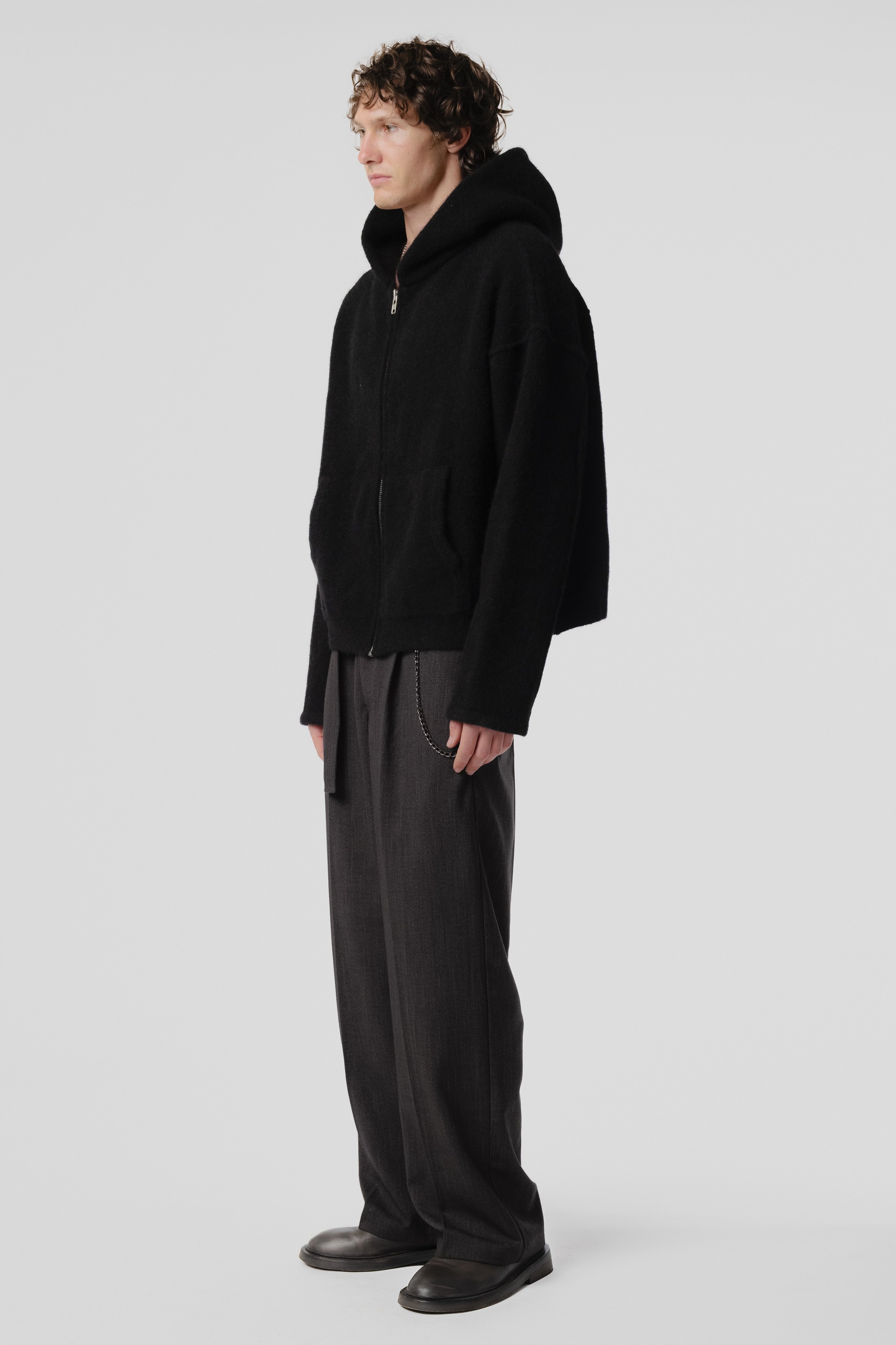 Knit Zip Hood - Black