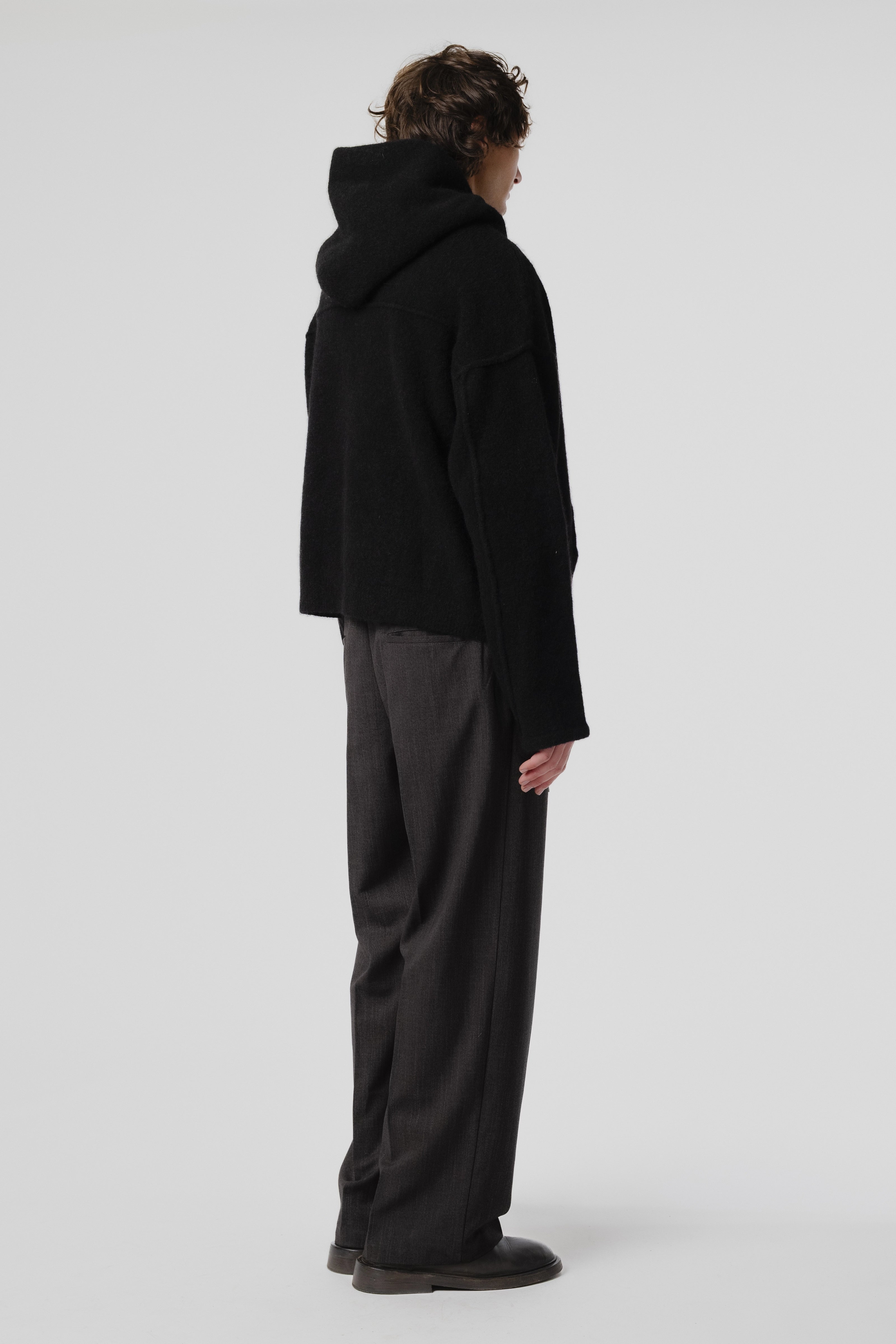 Knit Zip Hood - Black
