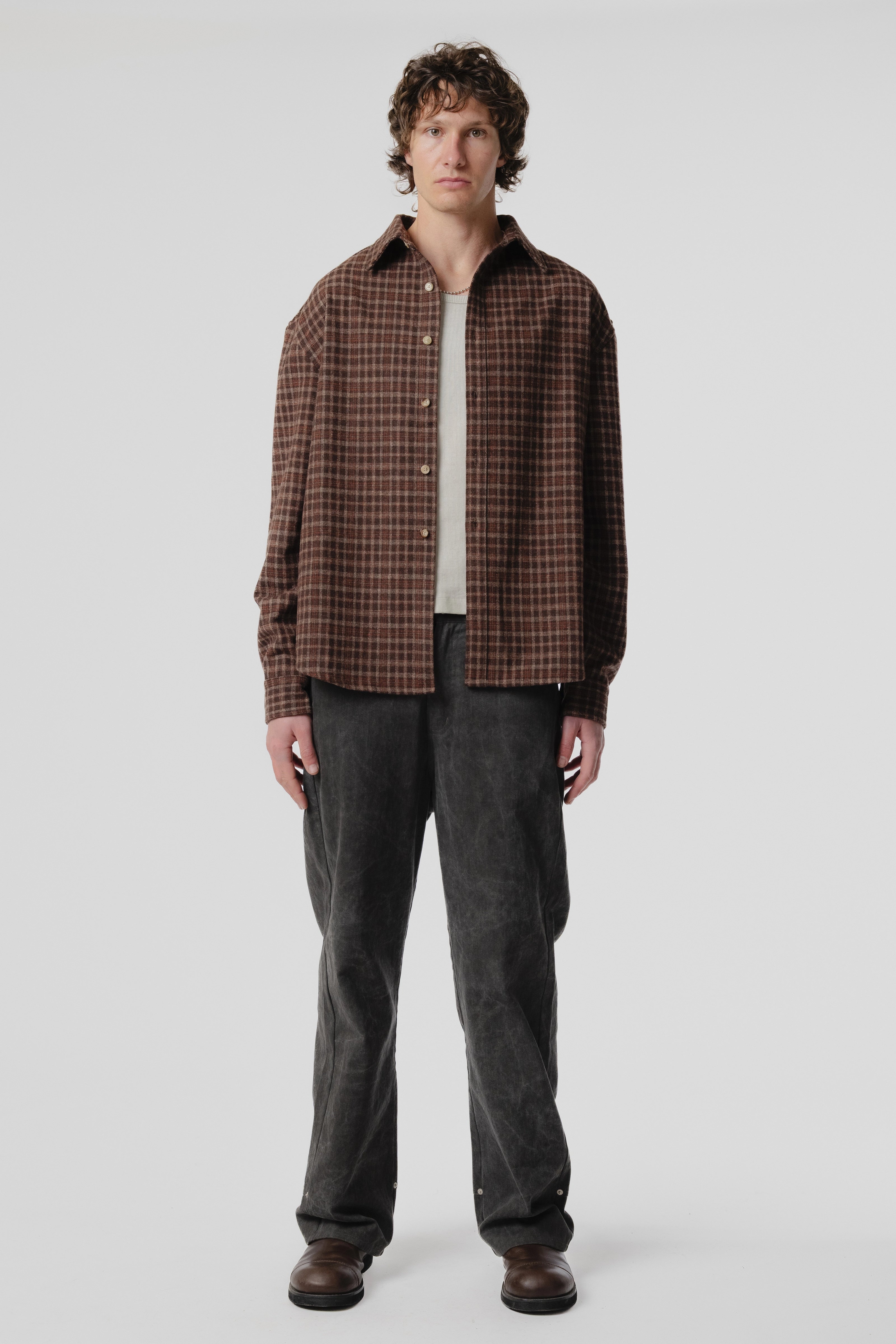 Drop LS Shirt - Brown Plaid