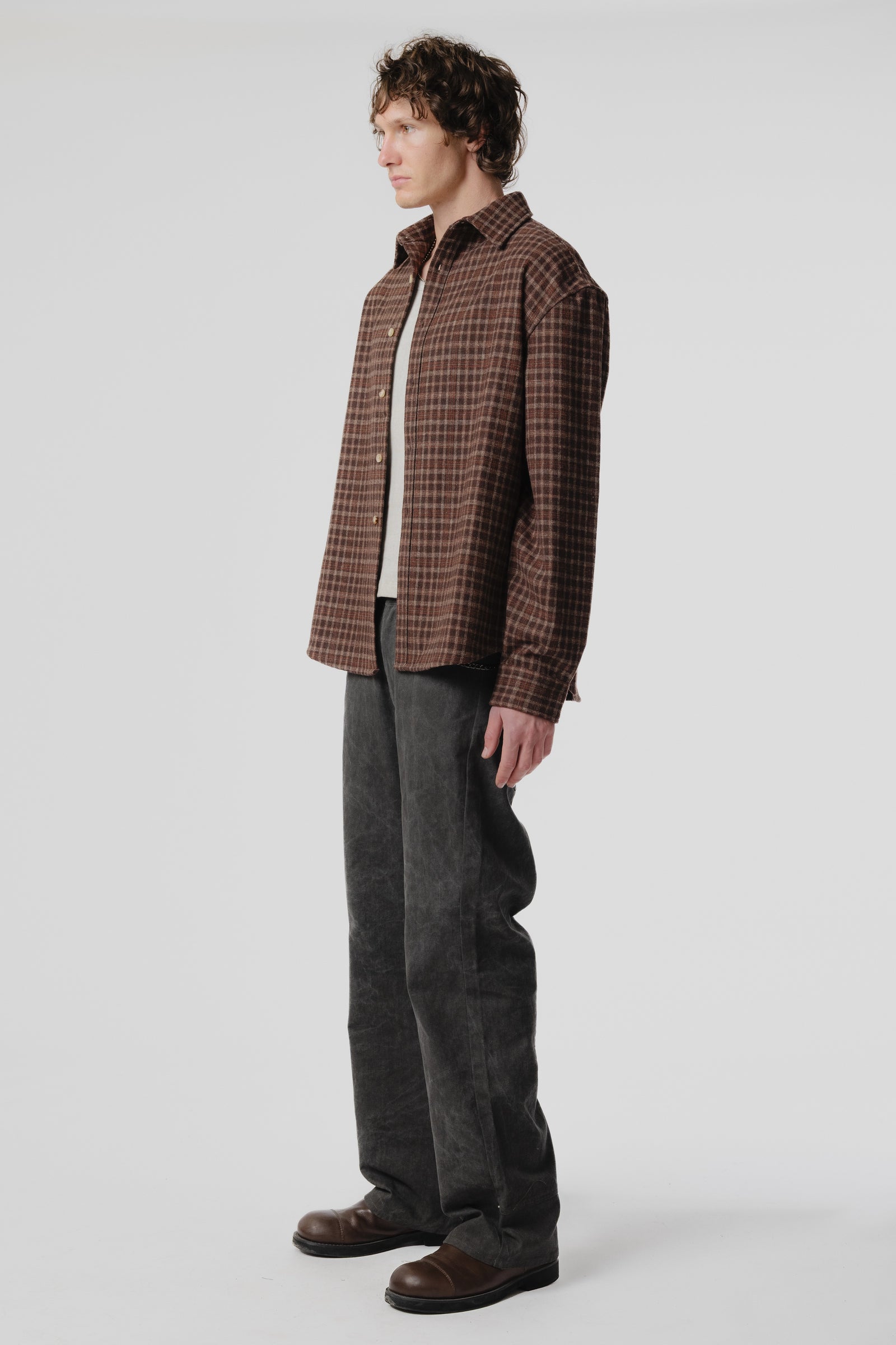 Drop LS Shirt - Brown Plaid