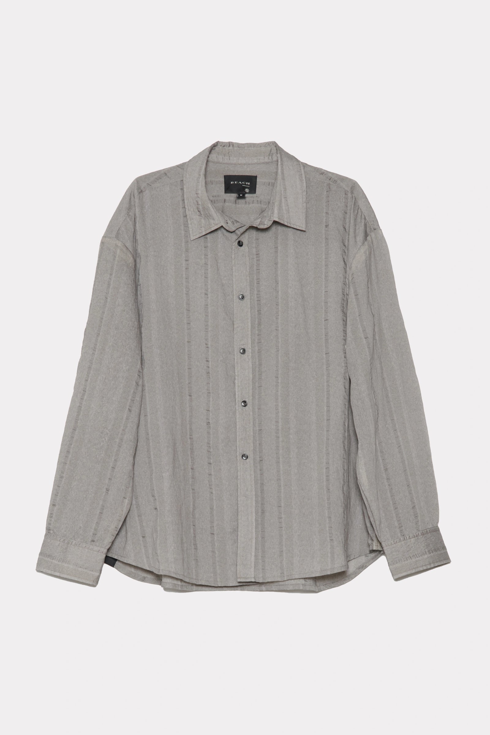 Sheer Grey Drop Long Sleeve Shirt on a white background