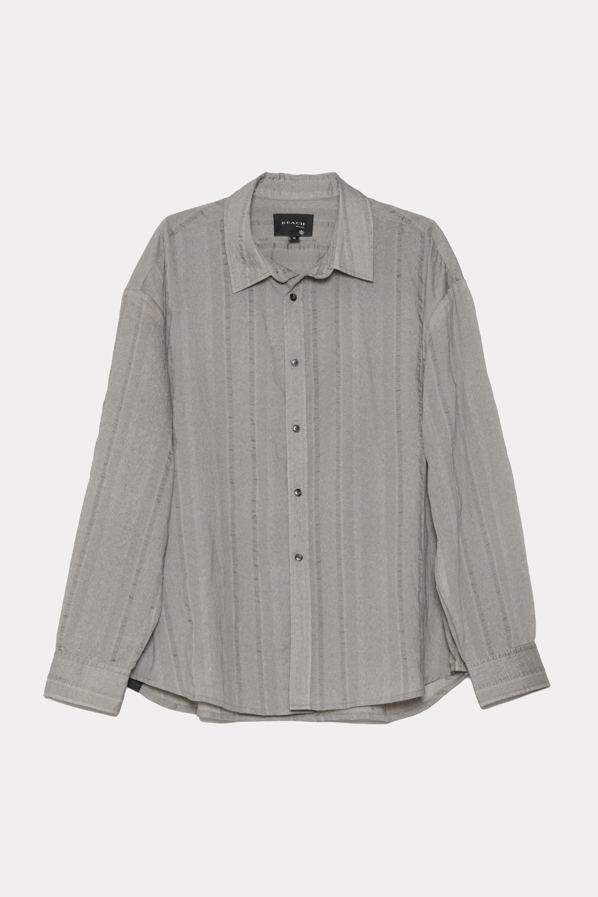 Sheer Grey Drop Long Sleeve Shirt on a white background
