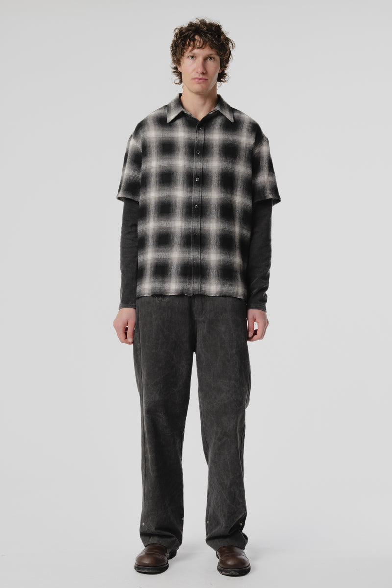 LS Layer Shirt - Black/Bone Plaid