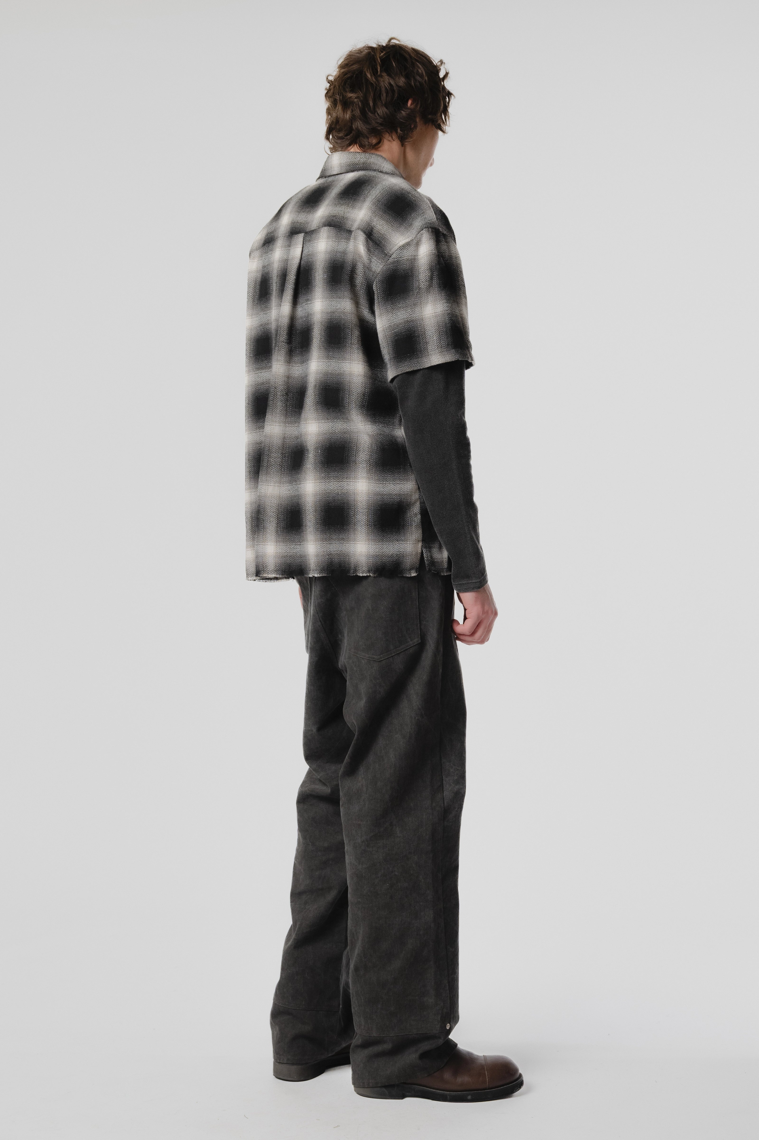 LS Layer Shirt - Black/Bone Plaid