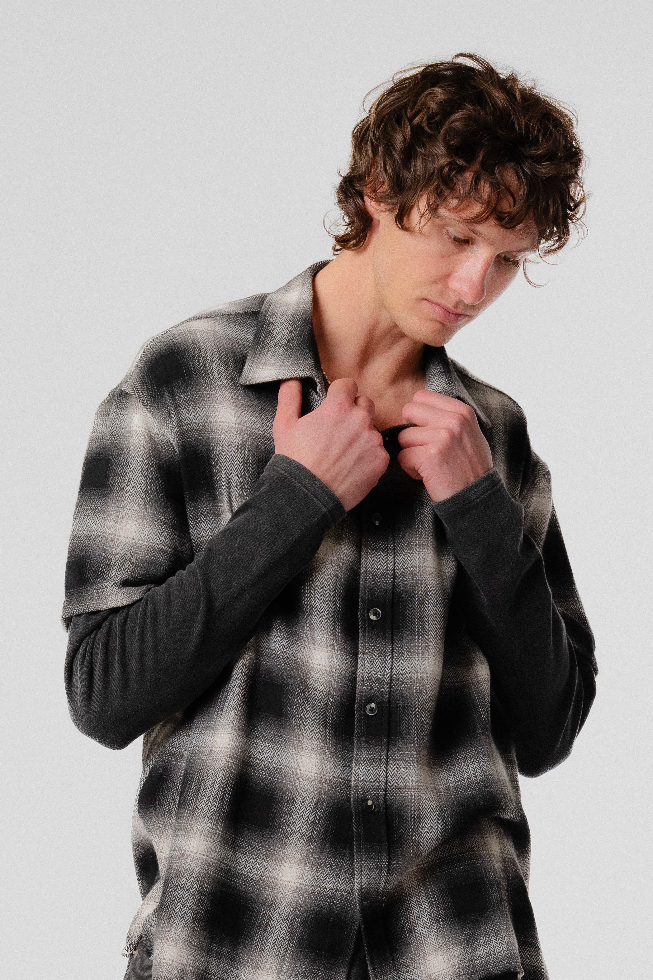 LS Layer Shirt - Black/Bone Plaid