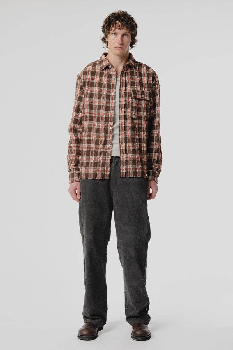LS Pocket Shirt - Brown/Red Check