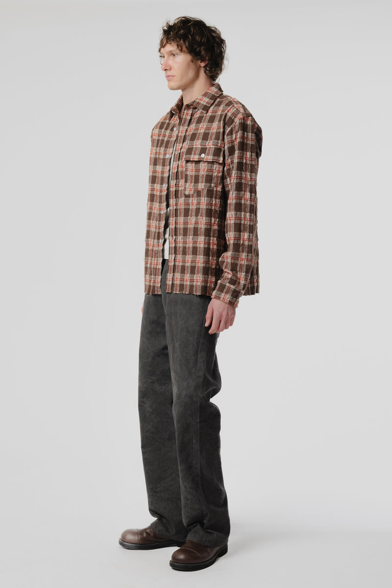 LS Pocket Shirt - Brown/Red Check