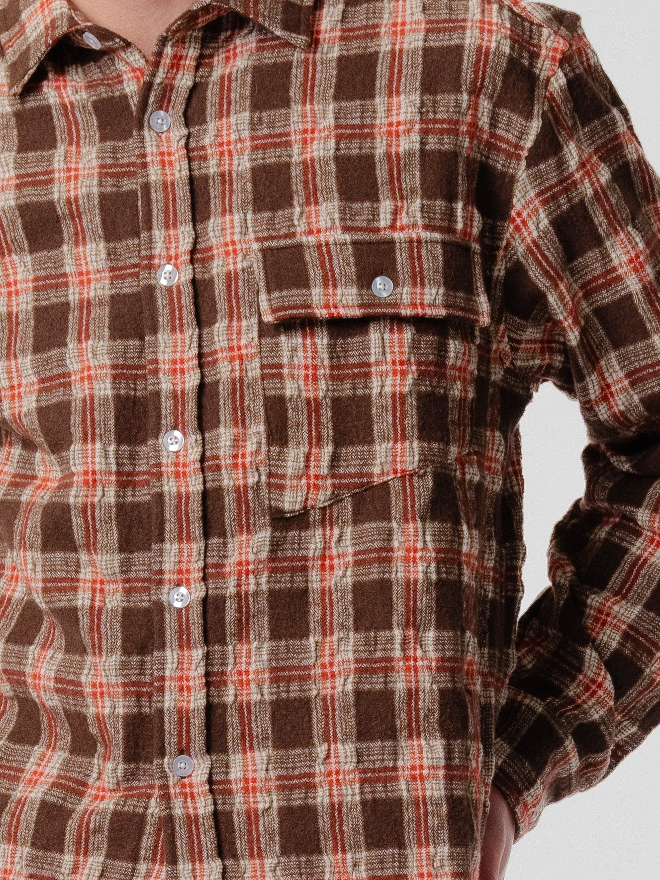 LS Pocket Shirt - Brown/Red Check