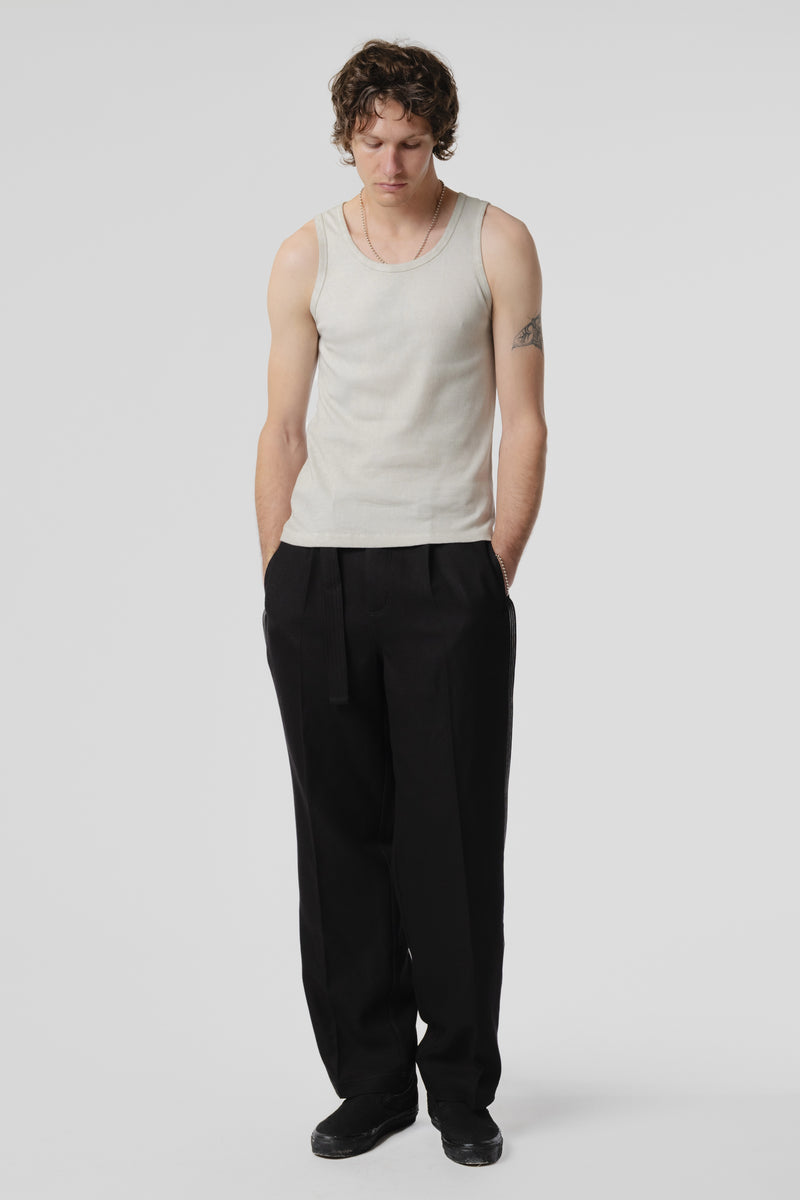 Pleated Work Pant - Black/White