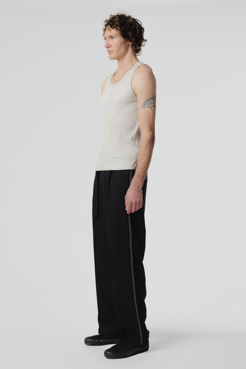 Pleated Work Pant - Black/White