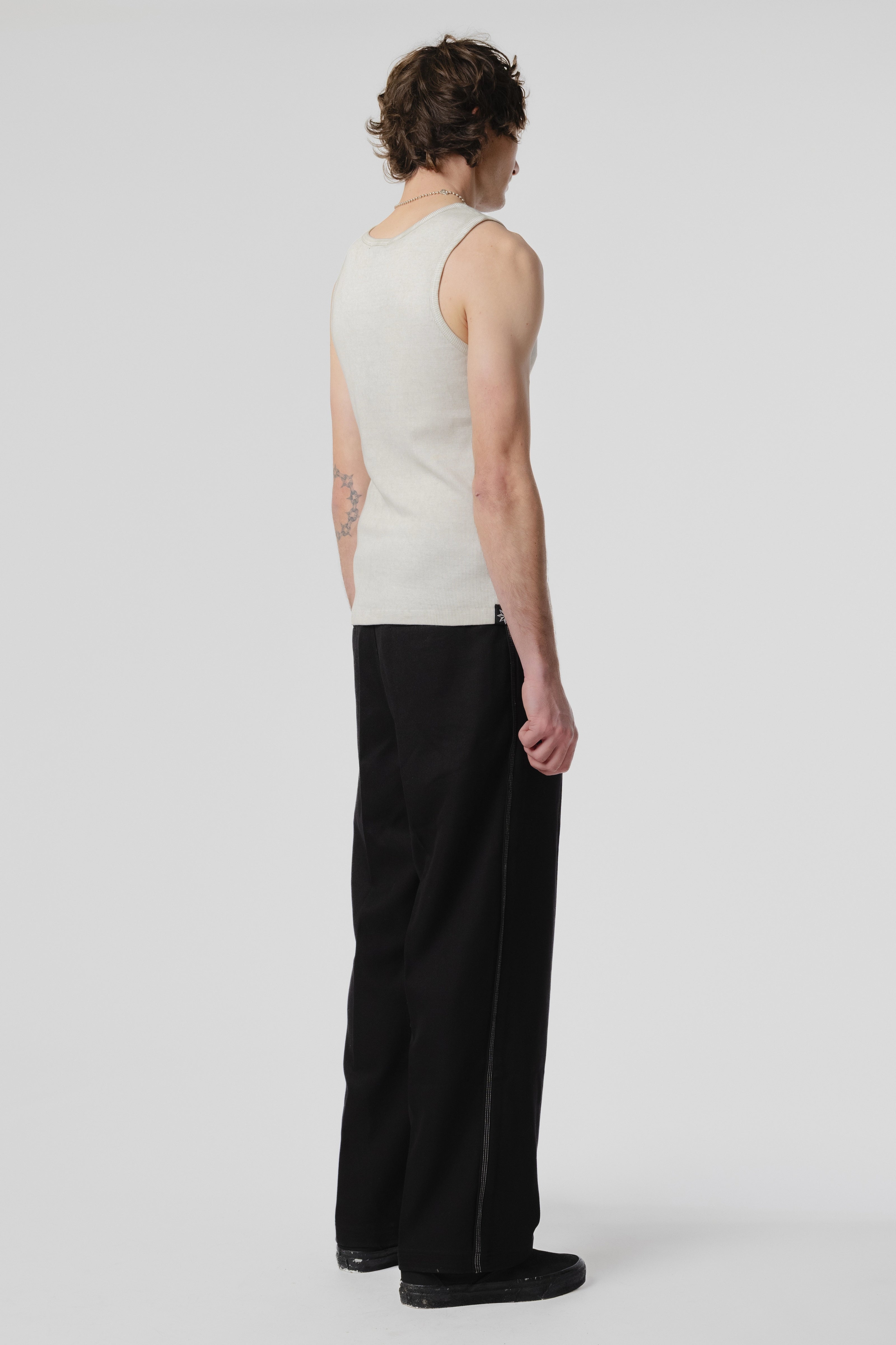 Pleated Work Pant - Black/White