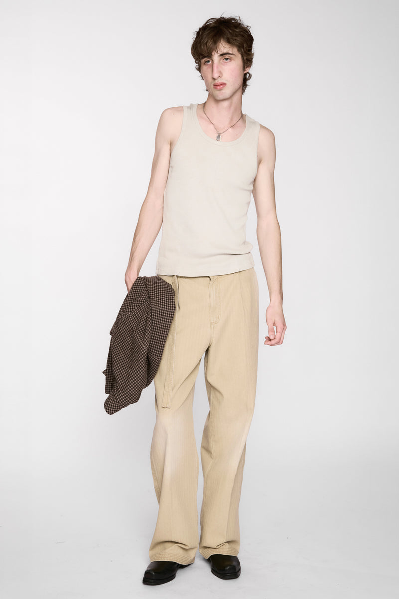 Pleated Work Pant - Sand