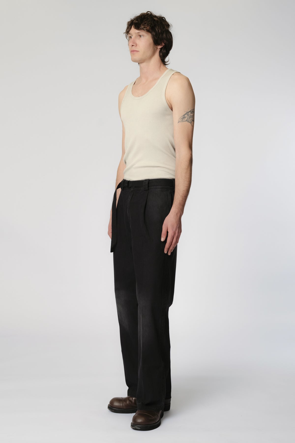 Pleated Work Pant - Black Herringbone