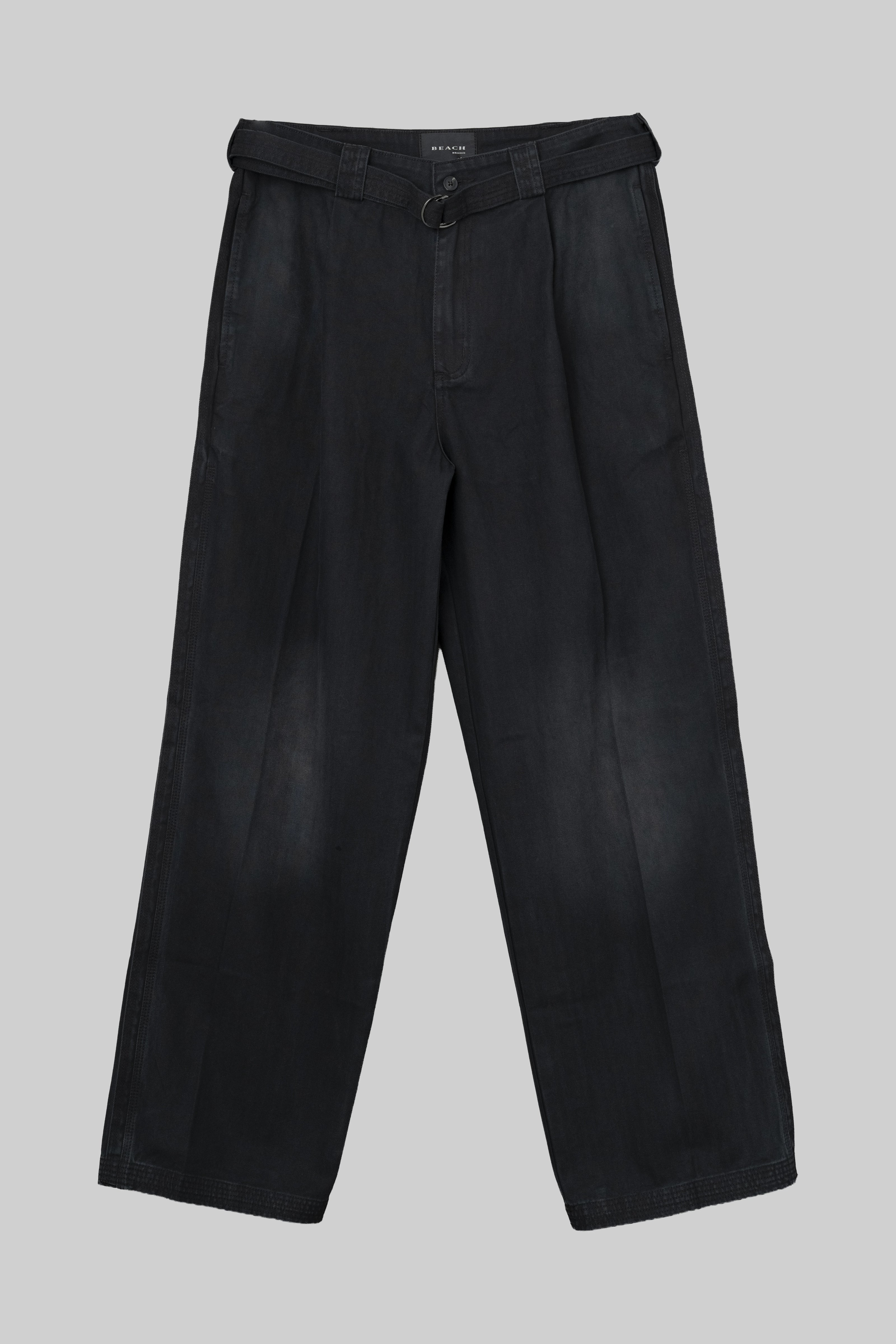 Pleated Work Pant - Black Herringbone
