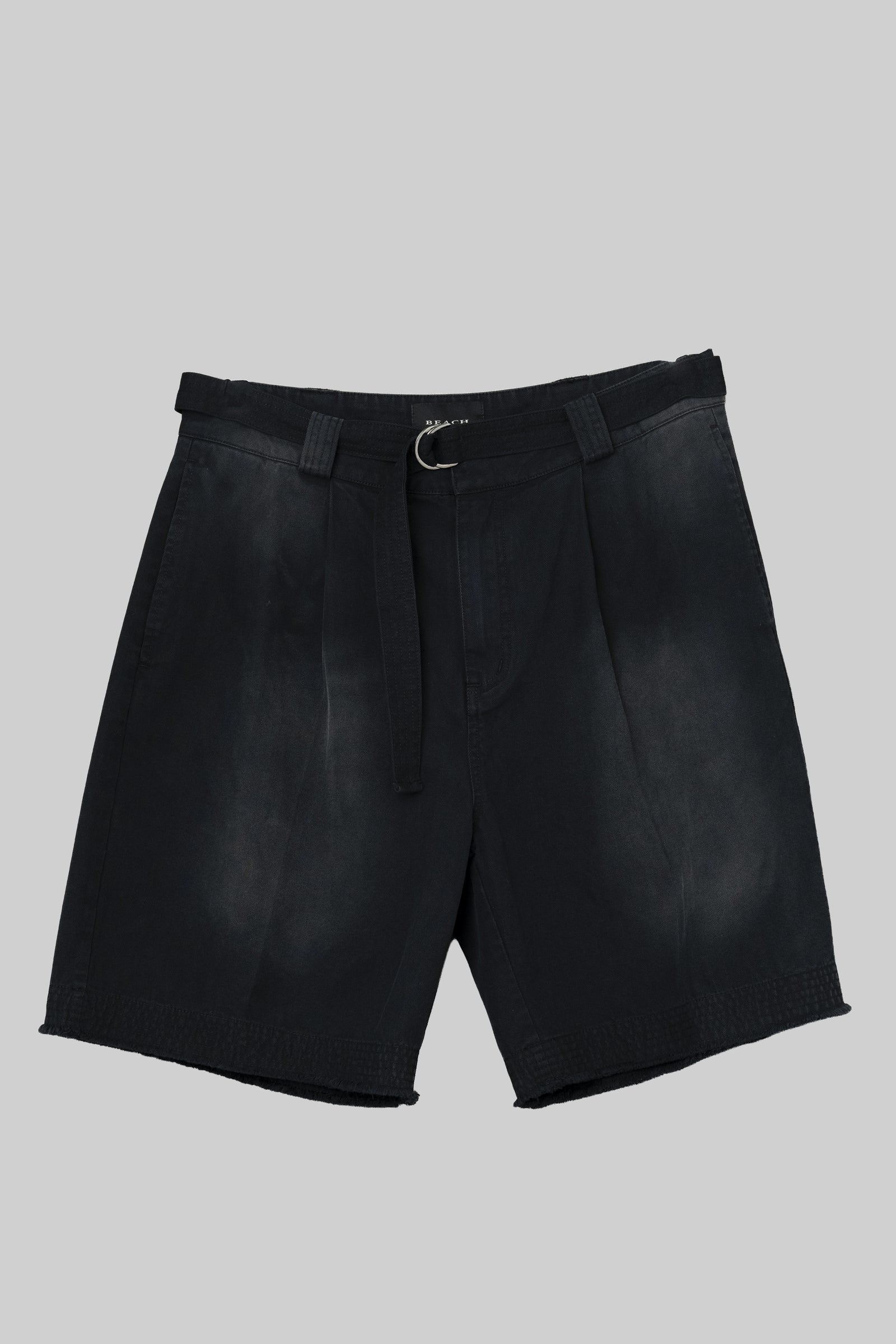 Pleated Work Short - Black Herringbone