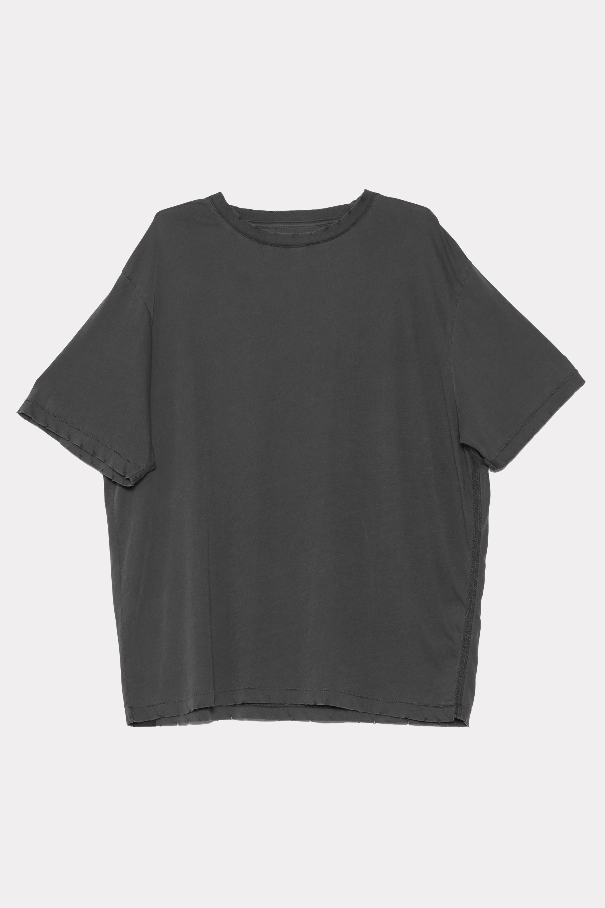 Charcoal grey t-shirt on a light grey background