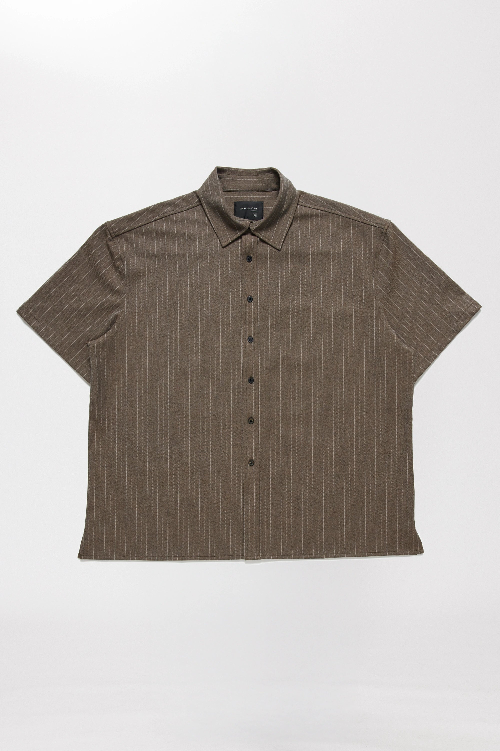 The BB SS Shirt - Chocolate Pinstripe