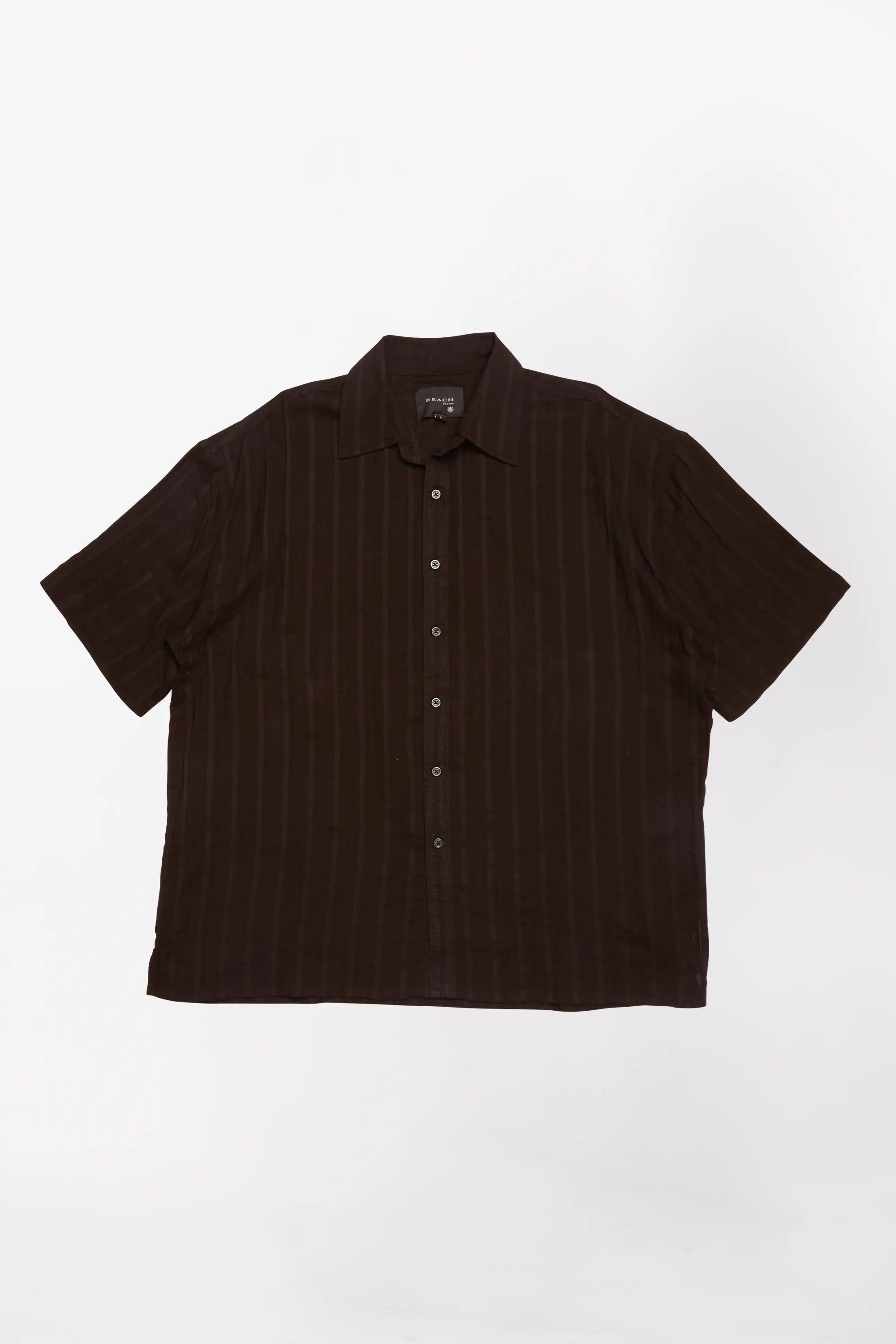 Sheer Black Boxy SS Shirt on a white background