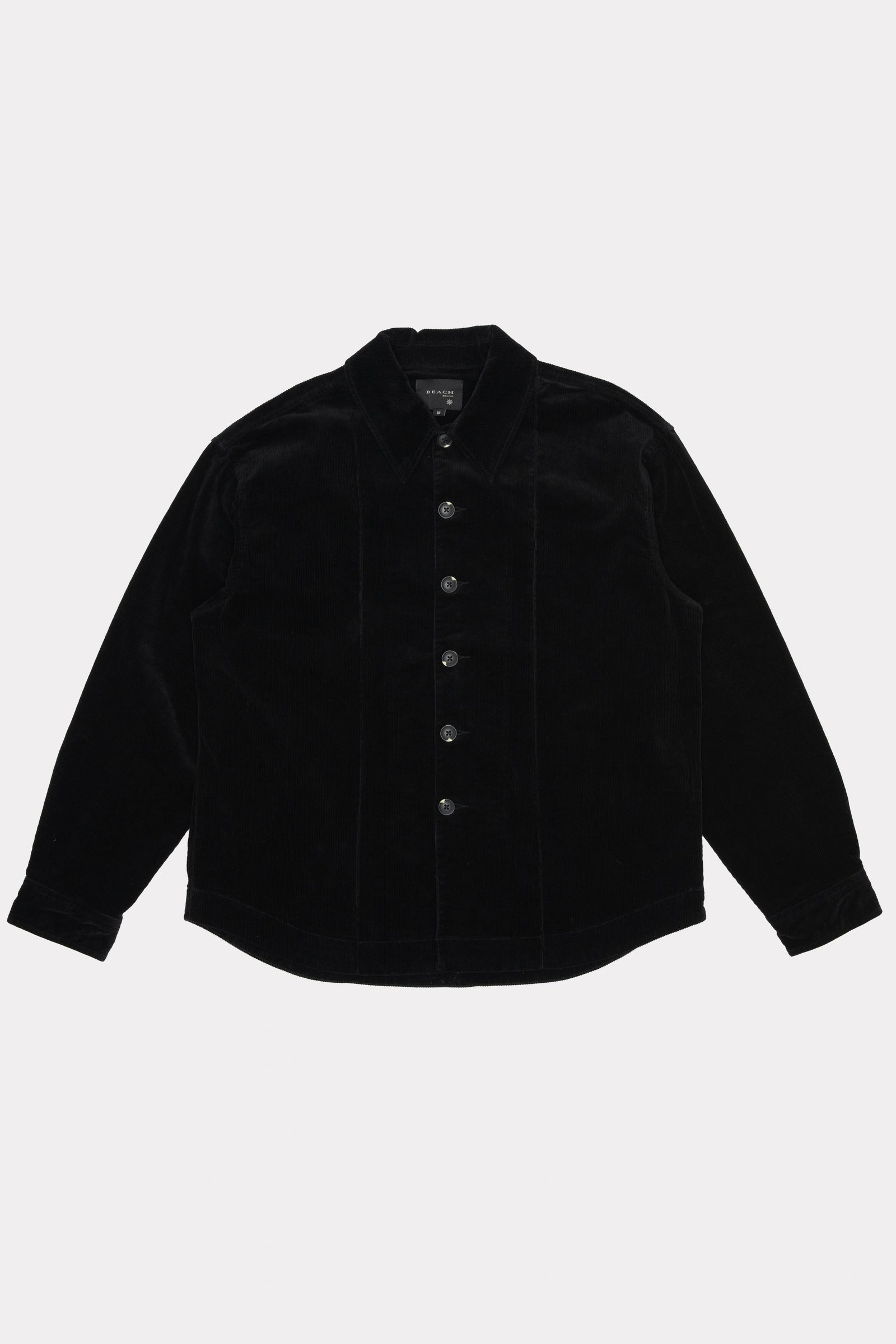 Vintage Black Corduroy Float Overshirt on a white background