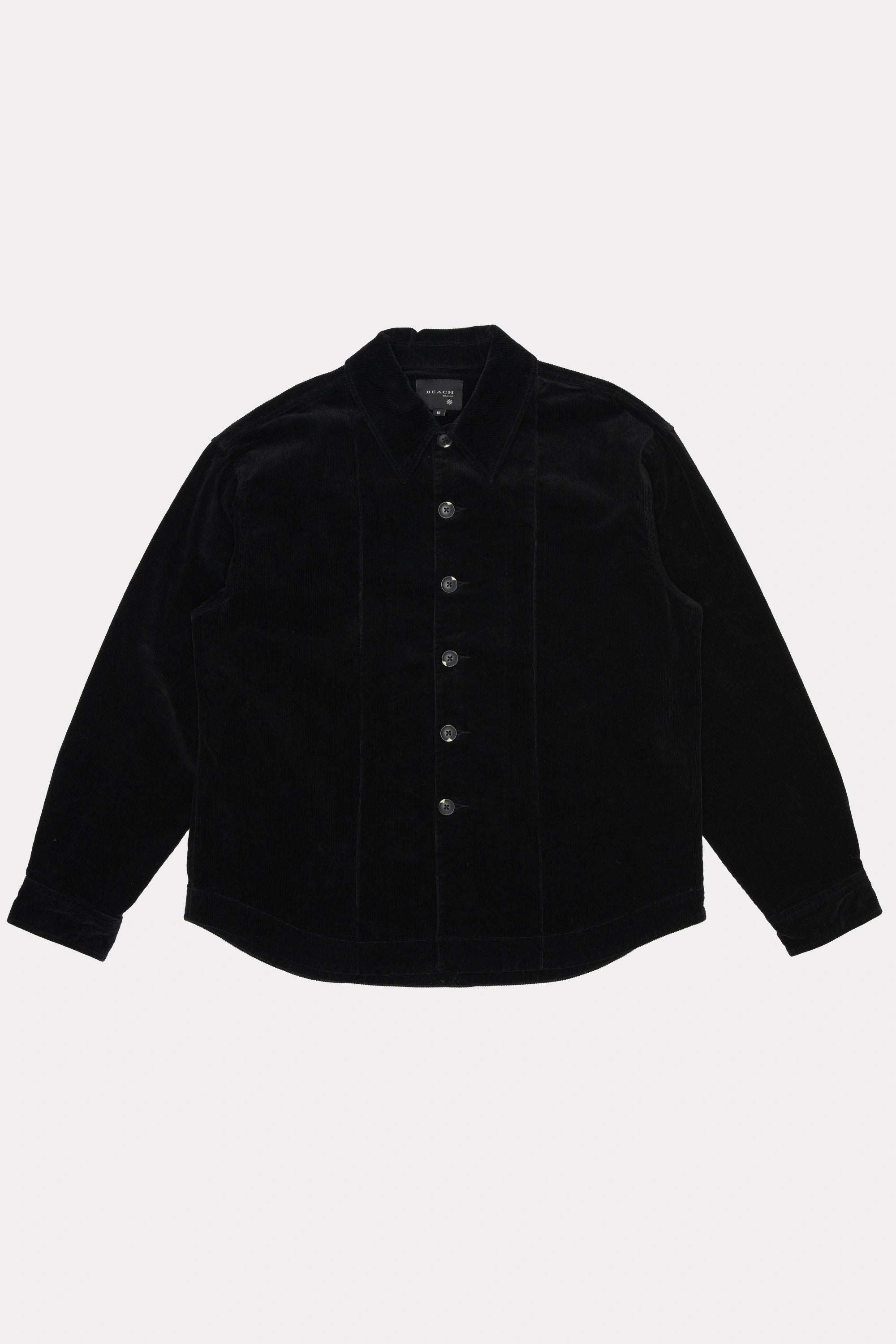 Vintage Black Corduroy Float Overshirt on a white background
