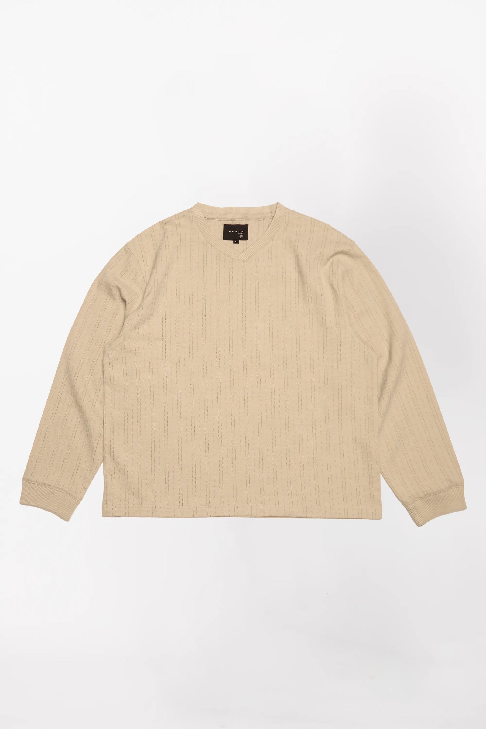 Football Long Sleeve T-Shirt with Tan Stripes on a white background