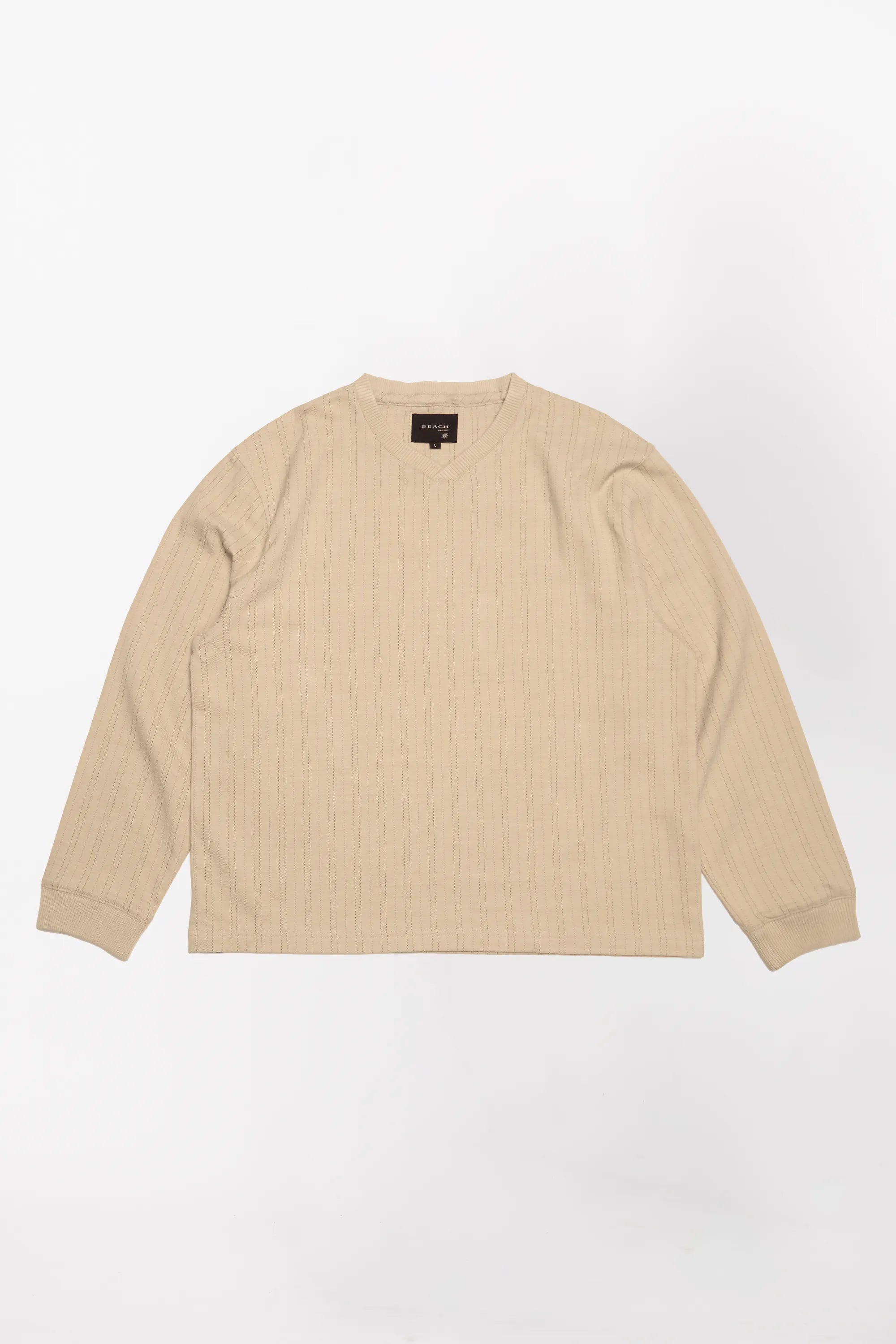 Football Long Sleeve T-Shirt with Tan Stripes on a white background