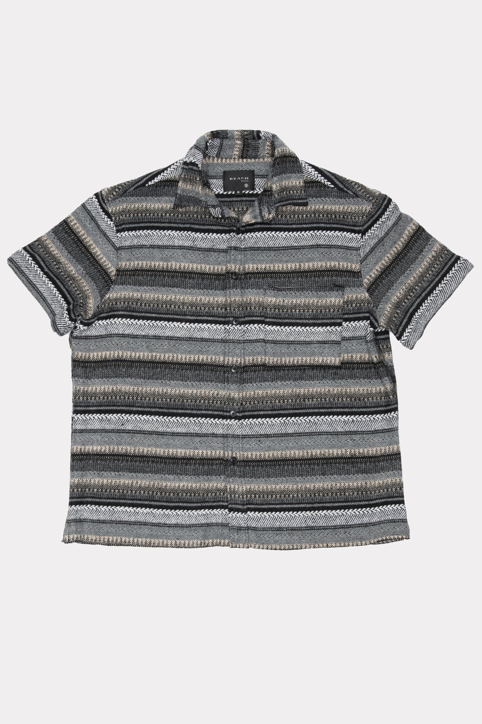 Beach Brains Hold SS Grey Woven Shirt on a white background