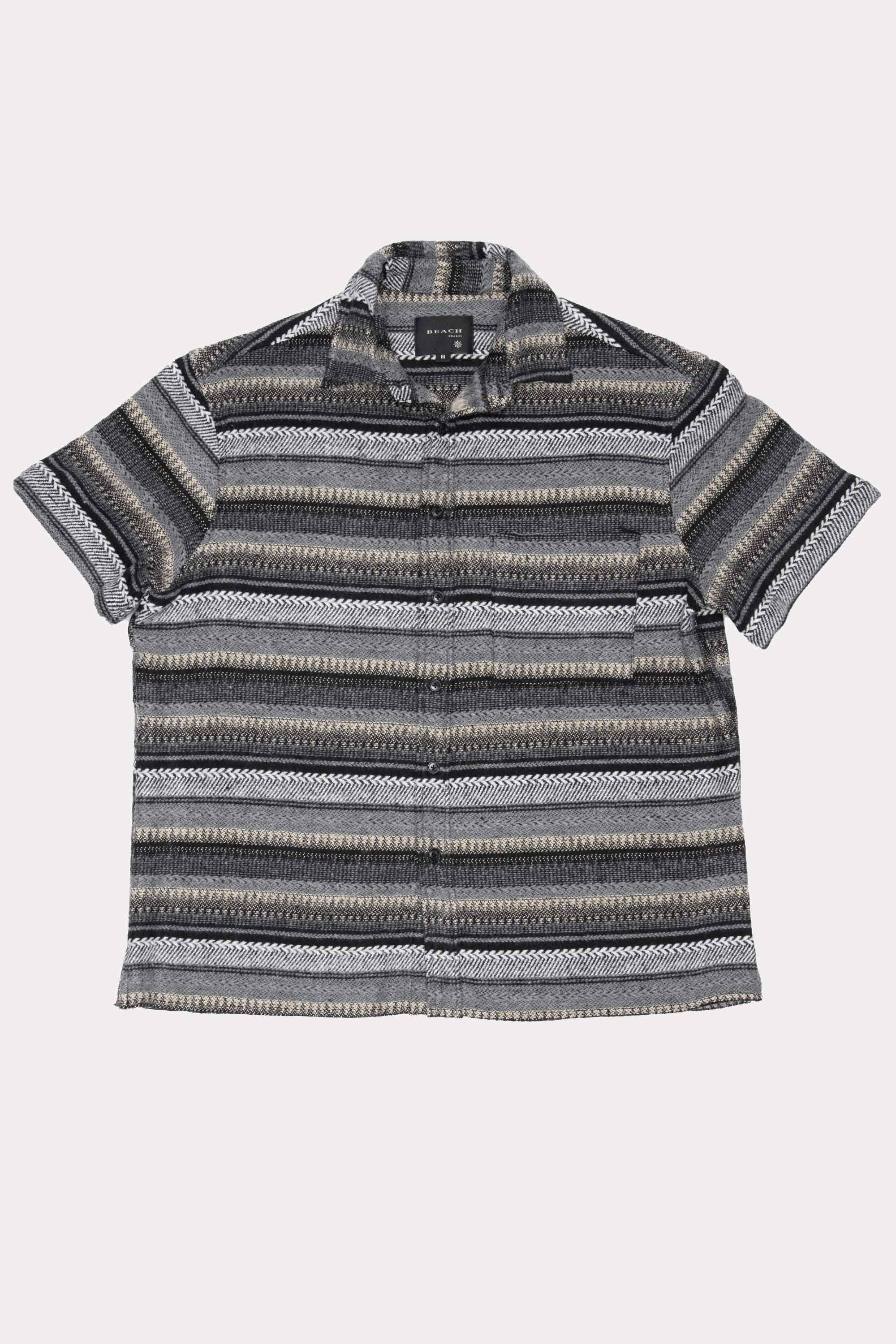 Beach Brains Hold SS Grey Woven Shirt on a white background