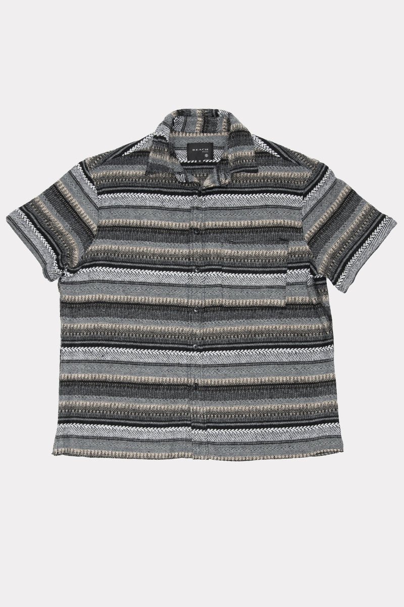 Beach Brains Hold SS Grey Woven Shirt on a white background