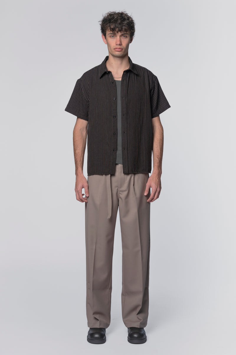 BILLY SS SHIRT - BLACK/TAN STRIPE