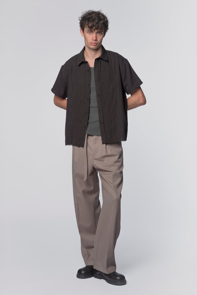 BILLY SS SHIRT - BLACK/TAN STRIPE
