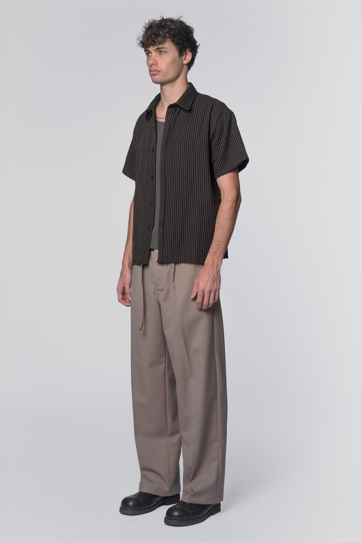 BILLY SS SHIRT - BLACK/TAN STRIPE