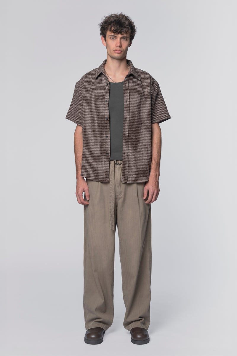 DROP SS SHIRT - BROWN CHECK