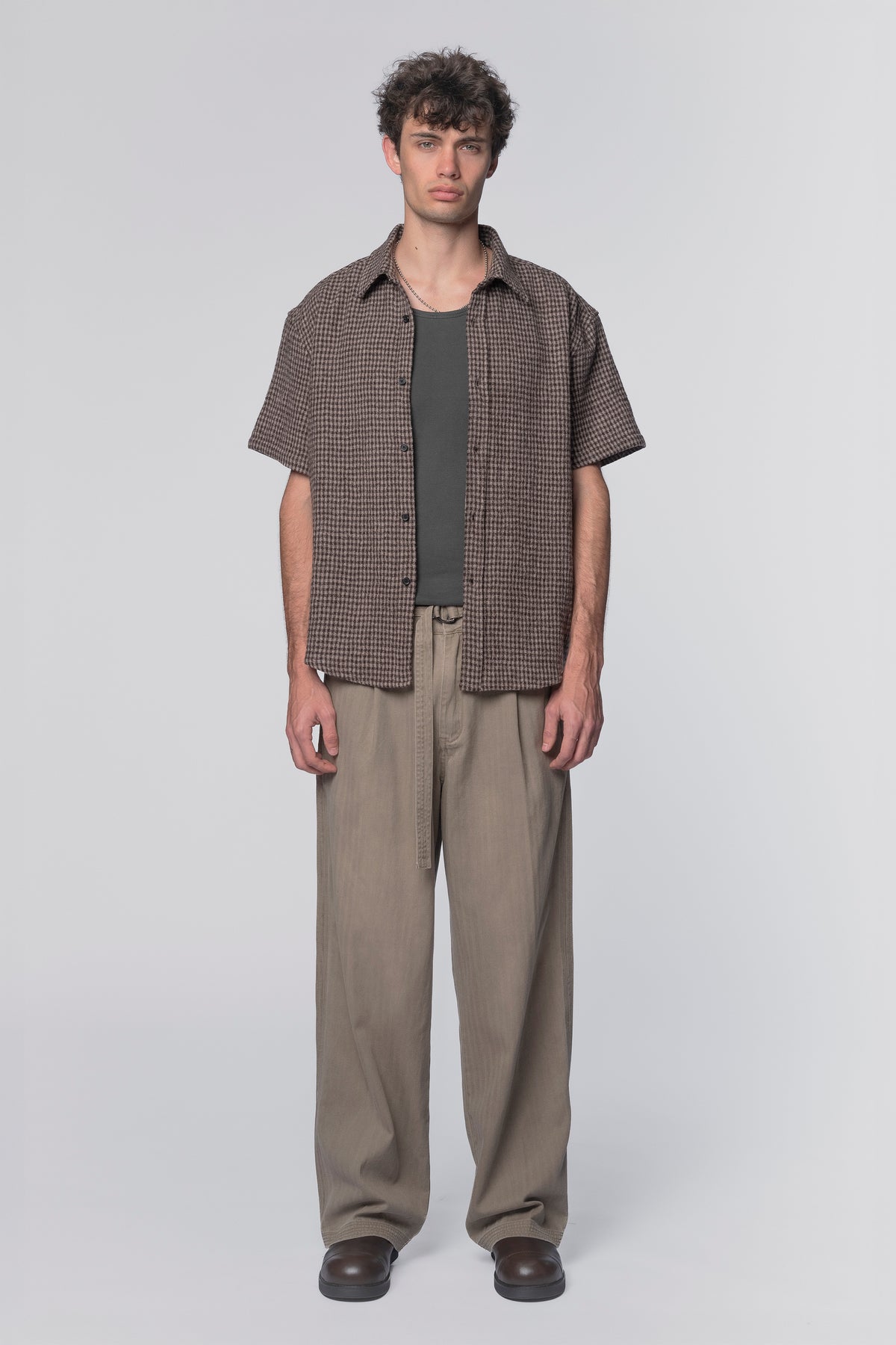 DROP SS SHIRT - BROWN CHECK