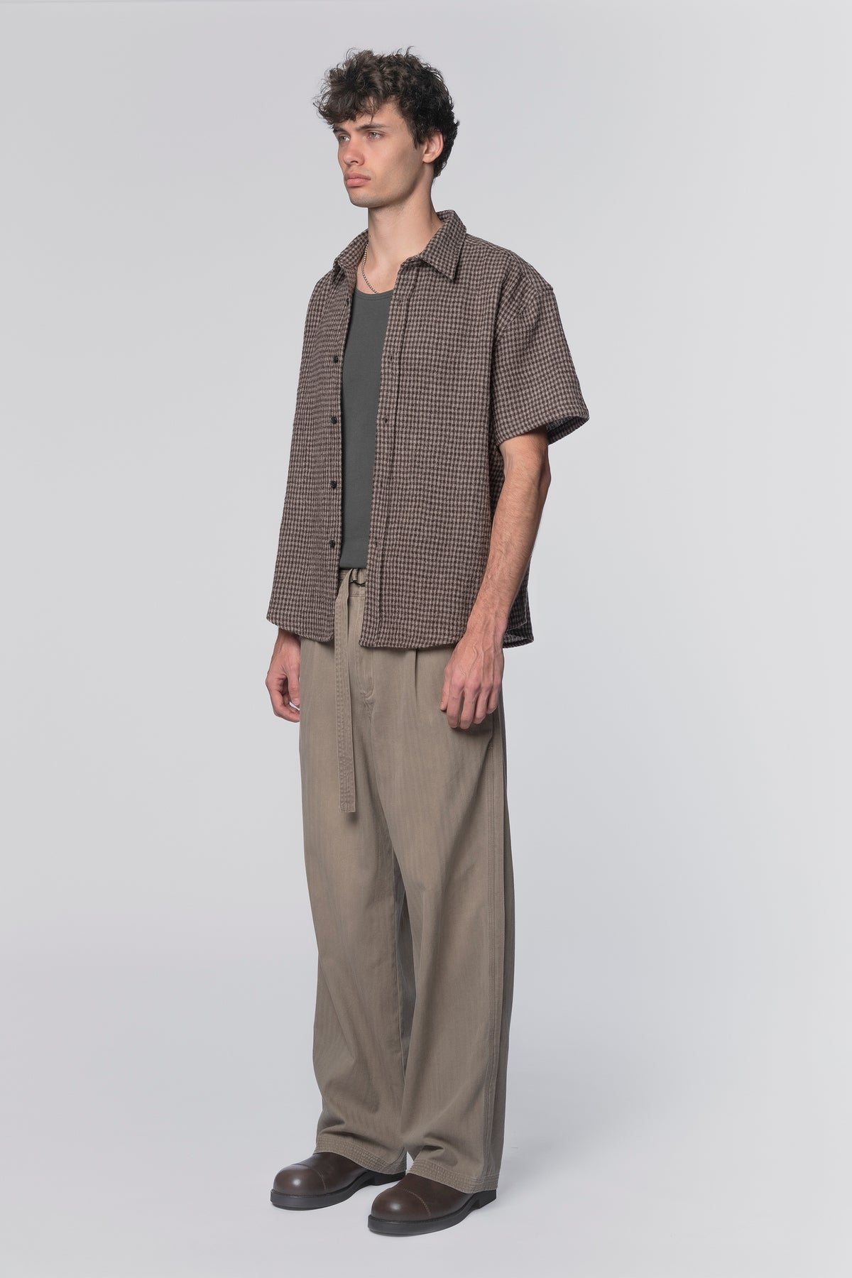 DROP SS SHIRT - BROWN CHECK