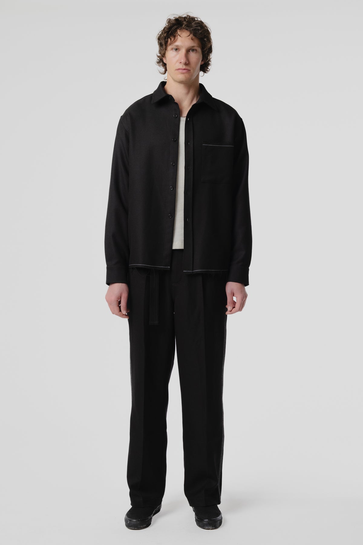 Hold LS Pocket Shirt - Black/White