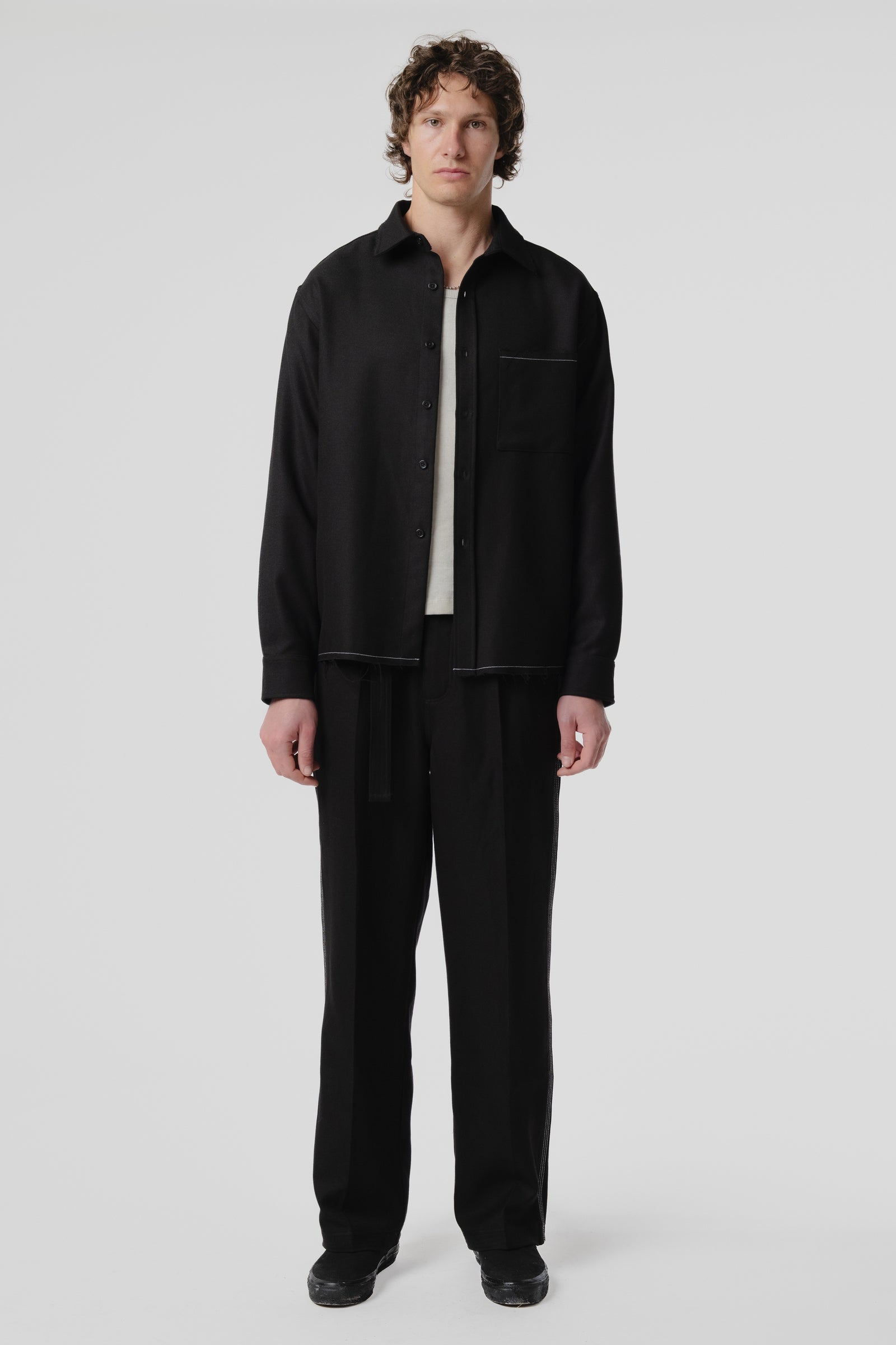 Hold LS Pocket Shirt - Black/White