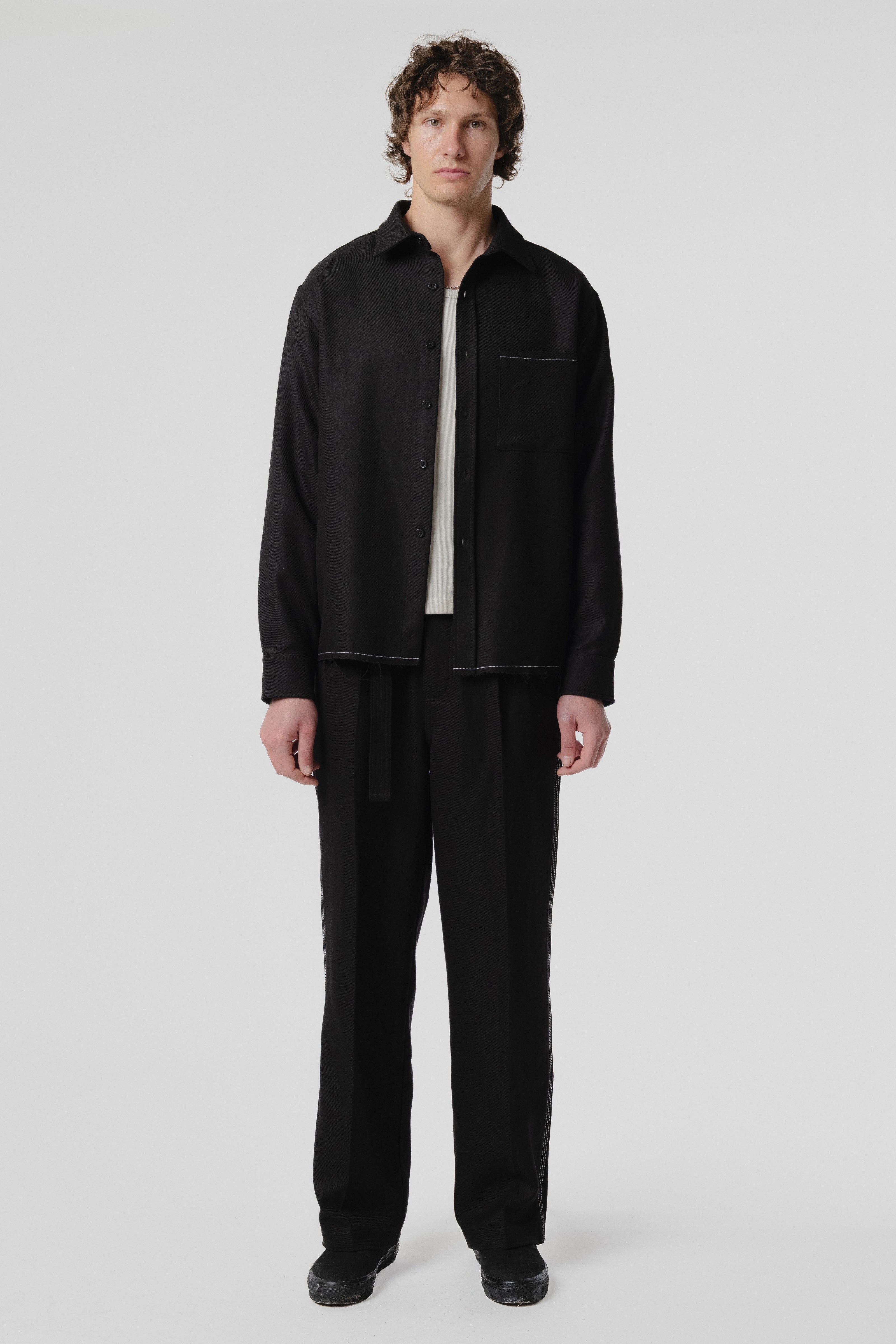 Hold LS Pocket Shirt - Black/White