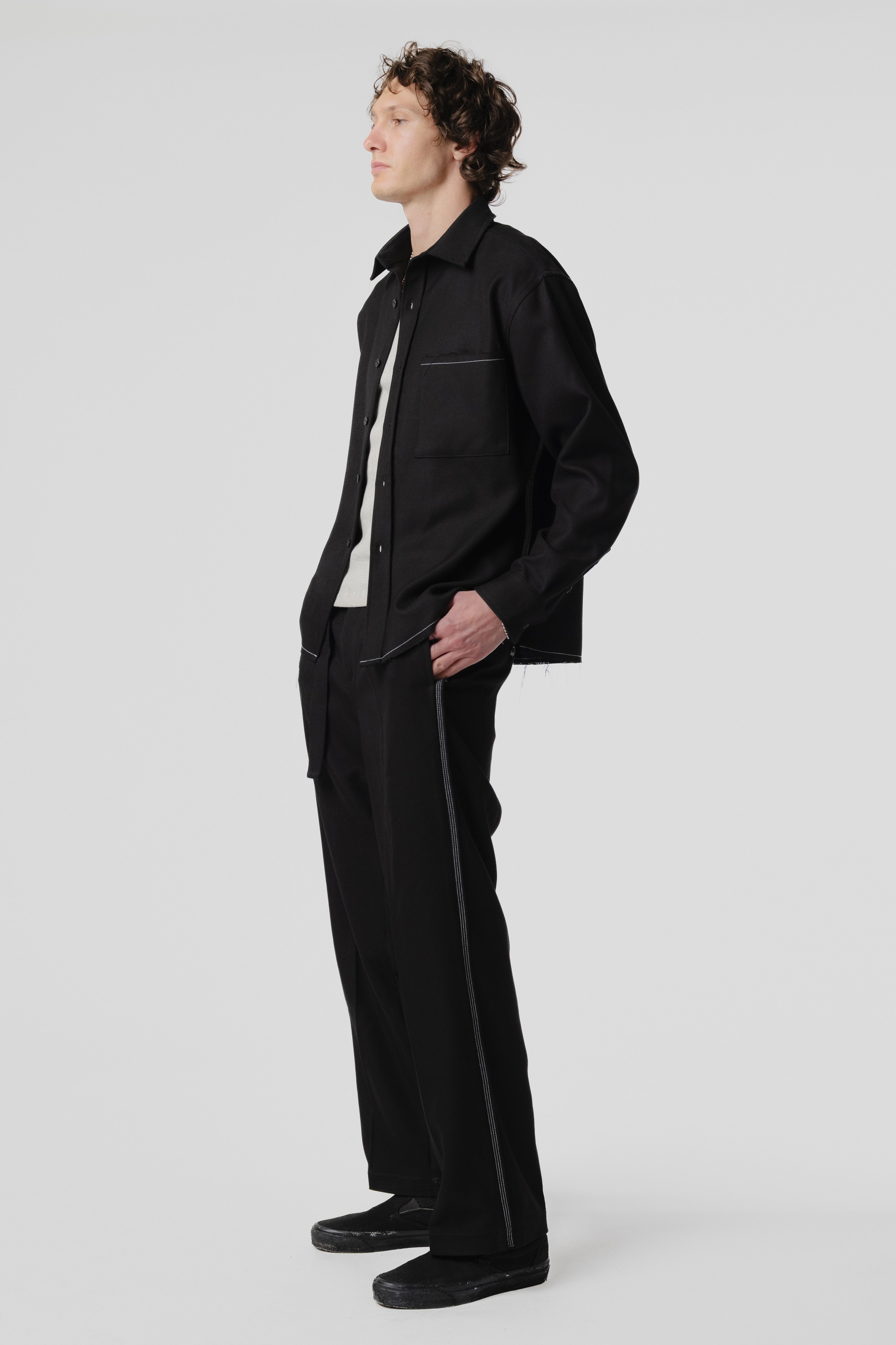 Hold LS Pocket Shirt - Black/White