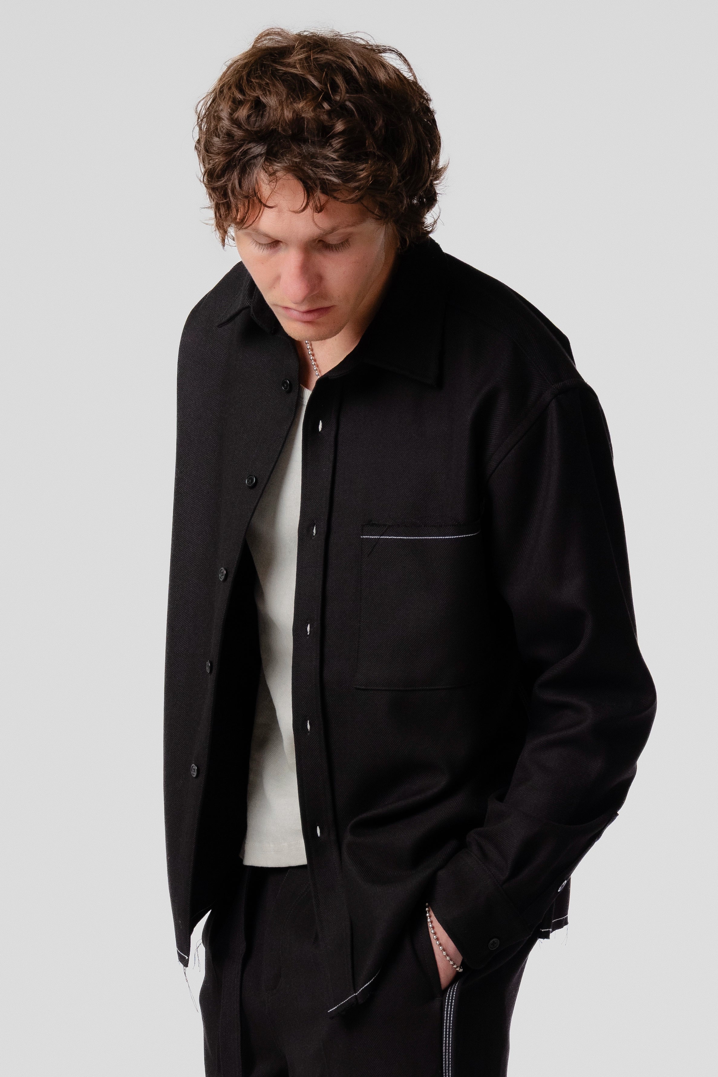 Hold LS Pocket Shirt - Black/White