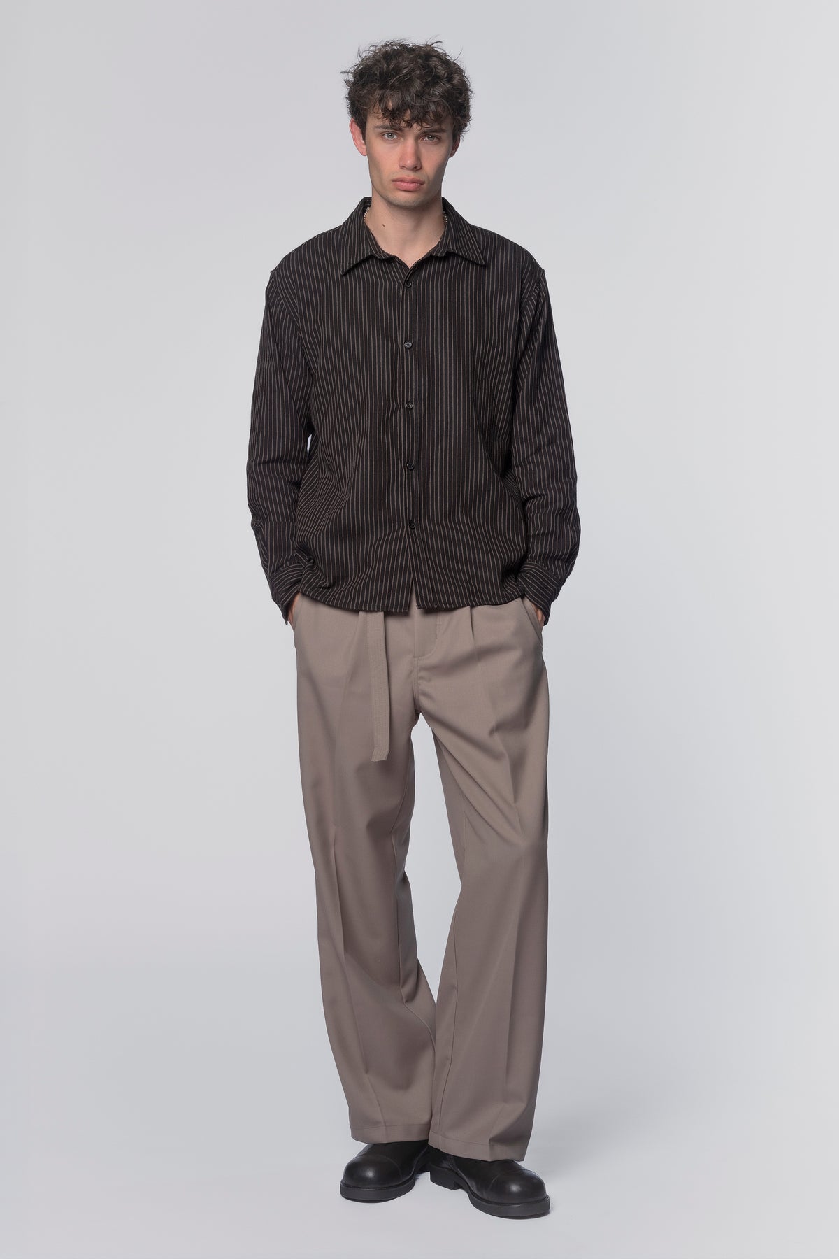 HOLD LS SHIRT - BLACK/TAN STRIPE