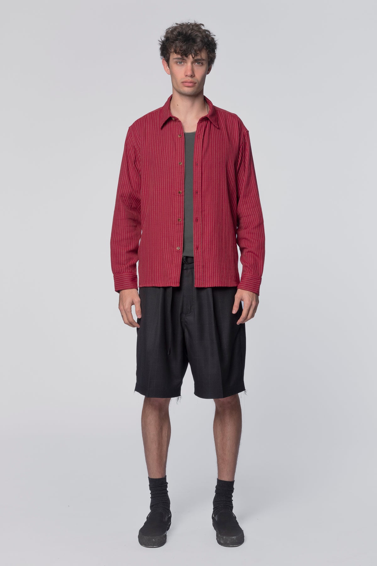 HOLD LS SHIRT - RED/TAN STRIPE