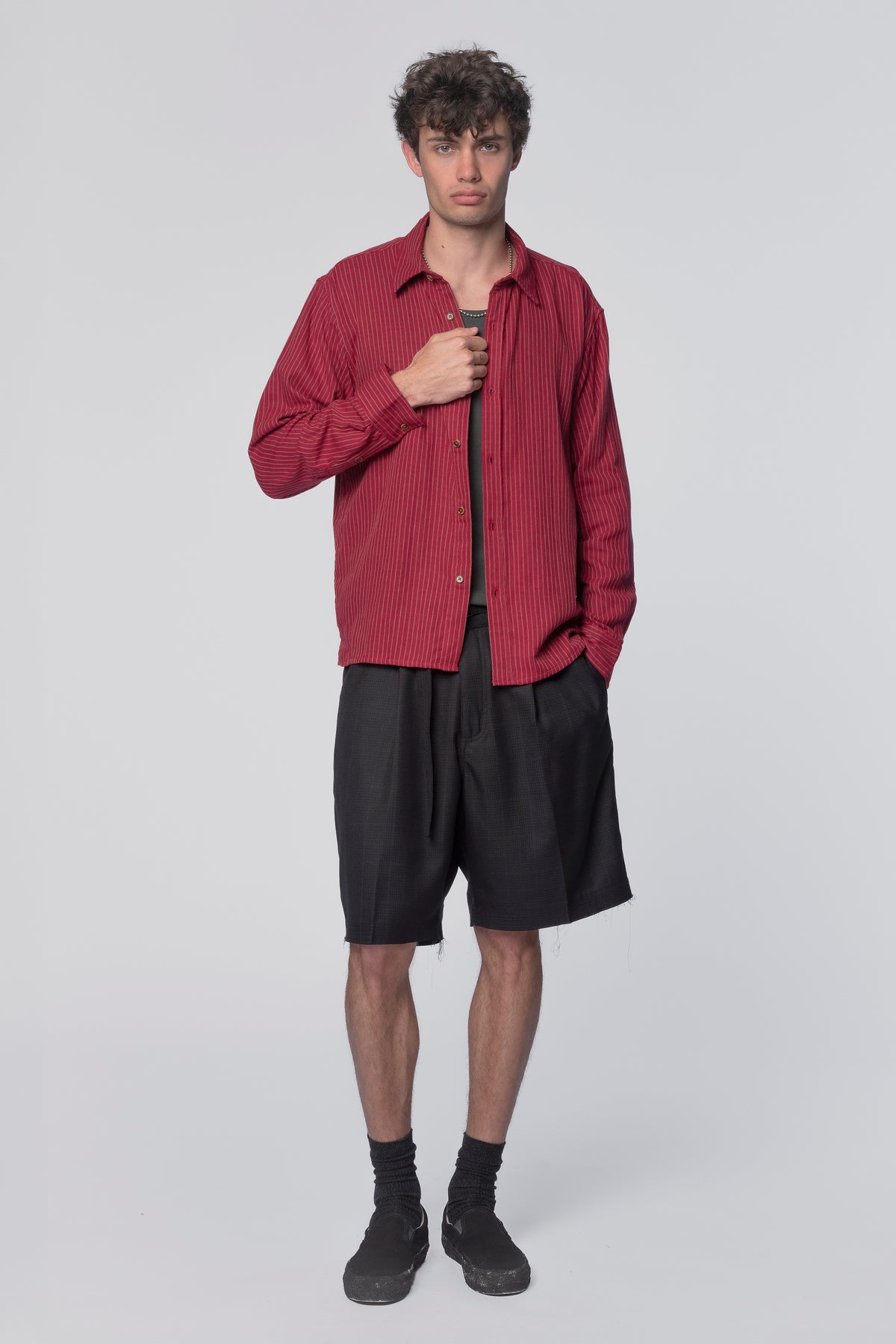 HOLD LS SHIRT - RED/TAN STRIPE