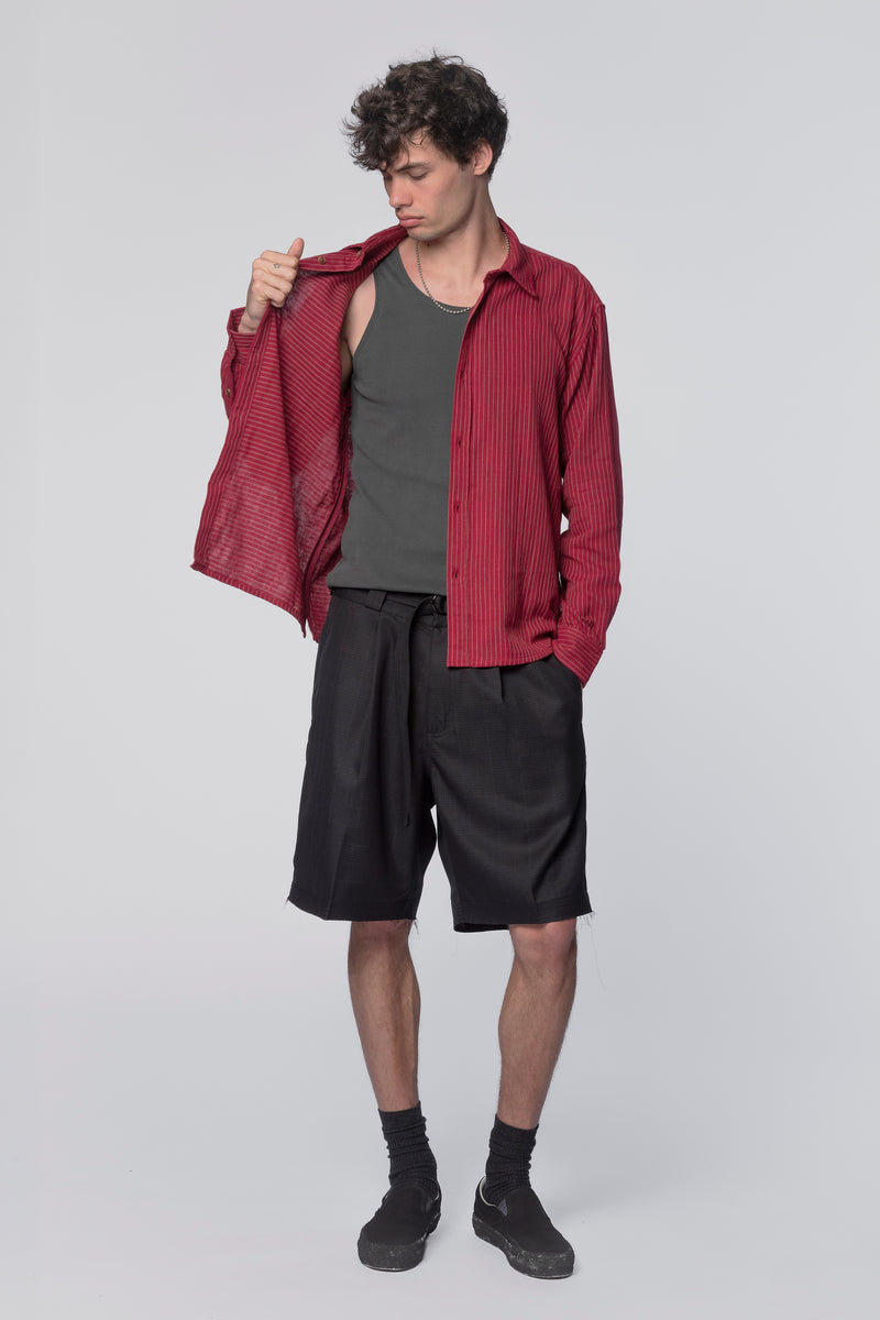 HOLD LS SHIRT - RED/TAN STRIPE