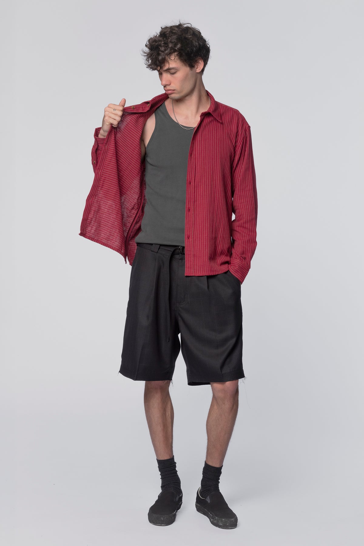 HOLD LS SHIRT - RED/TAN STRIPE