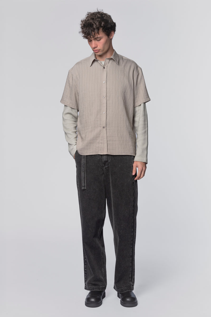 HOLD SS SHIRT - GREIGE STRIPE