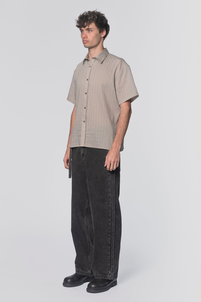 HOLD SS SHIRT - GREIGE STRIPE