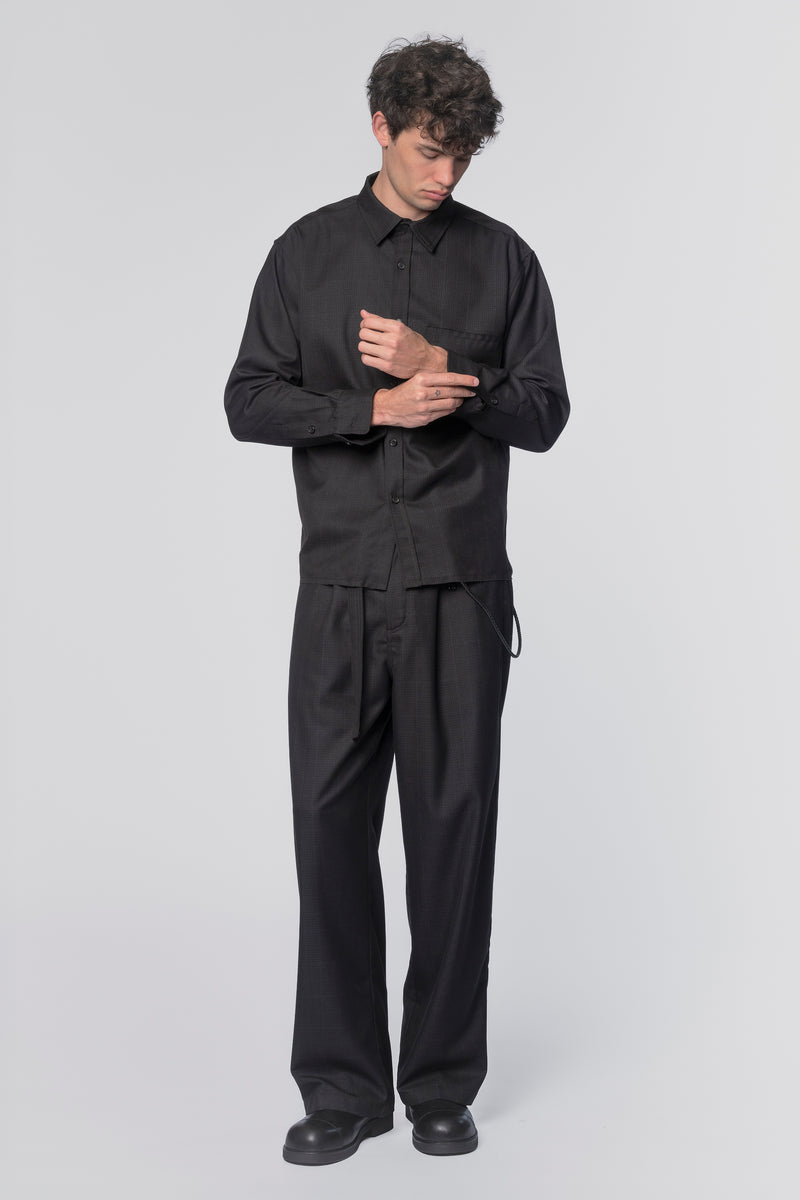 LS POCKET SHIRT - BLACK PLAID
